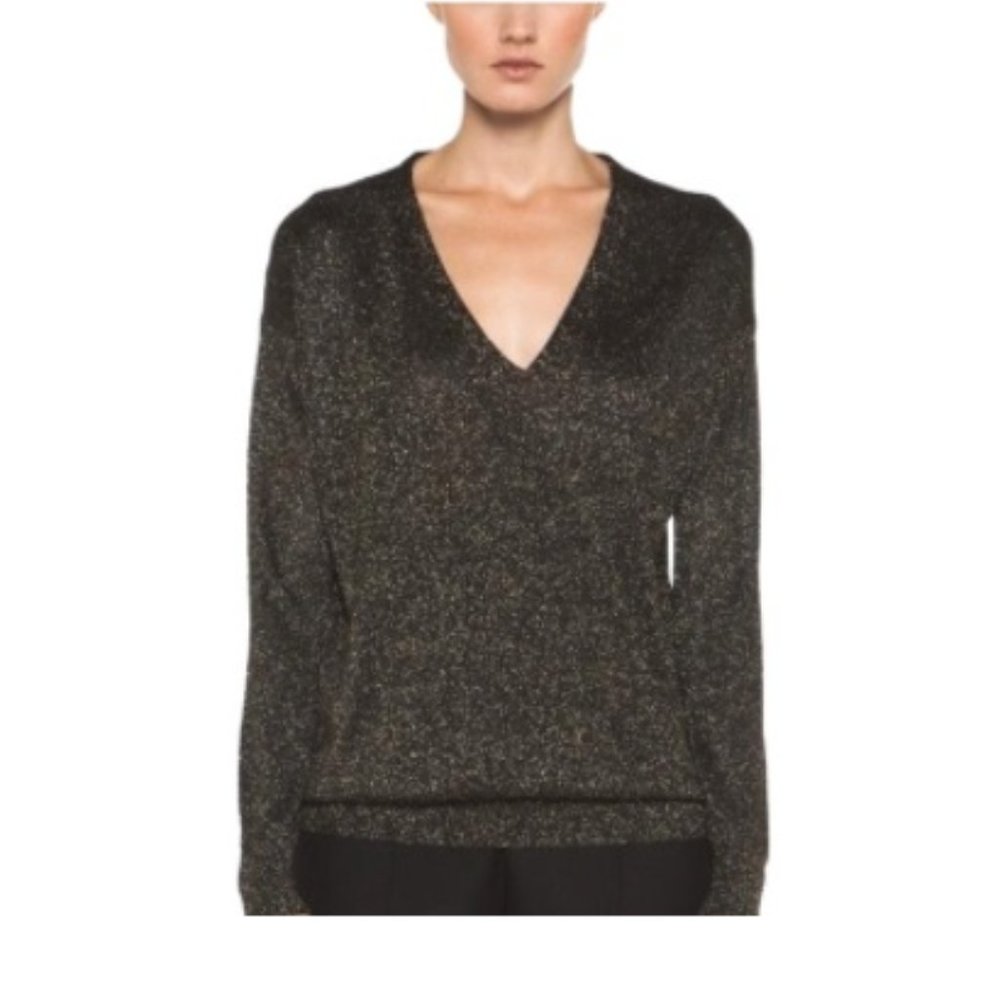 New Diane von Furstenberg Ania-Bis Sweater Black/Gold Size M